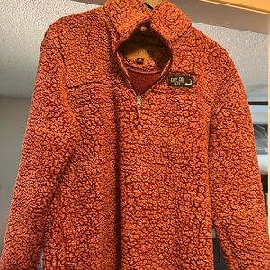 Artisan Rust Sherpa Quarter-Zip Pullover